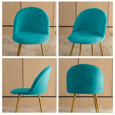 Housse de chaise scandinave incurvée bleu canard