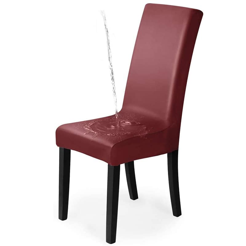 housse chaise simili cuir rouge bordeaux